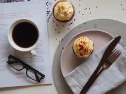black coffee and muffins