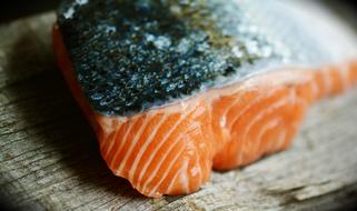 salmon steak on the skin