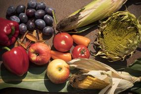 farm vegetables and fruits on the table