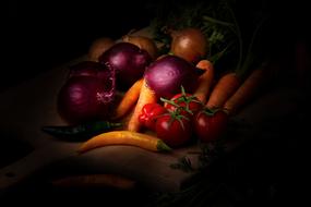 fresh vegetables on a dark background