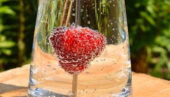 Strawberry covered with air Bubbles in Water