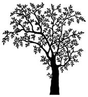 painted black garden tree on a white background