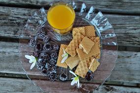 Wafers and Fruit Blackberries