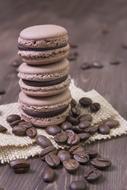 Coffee Beans and stack of Macarons