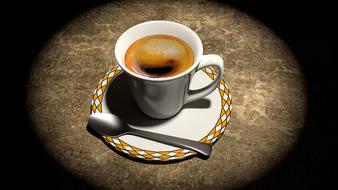 cup of coffee under the lamp