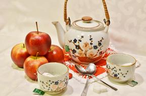 tea party and red apples