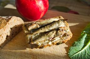 homemade bread with sprats