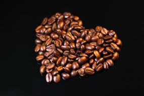coffee heart on a black table