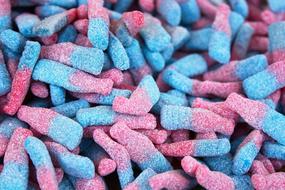 sour pink blue chewing sweets