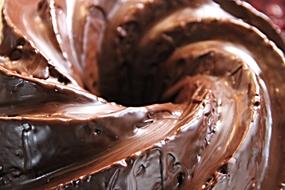 Coating of Chocolate Cake, macro