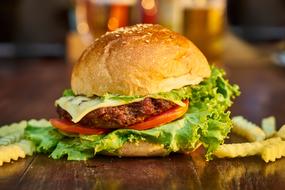 perfect burger with potato chips