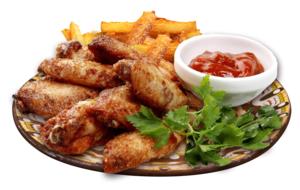 chicken wings with french fries