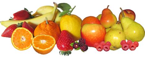 sweet ripe fruits and berries on a white background