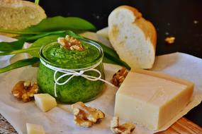 parmesan cheese with Pesto and walnuts