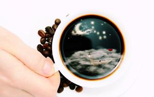 cup coffee moon drawing