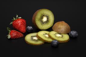 Strawberries and Blueberries and Kiwi