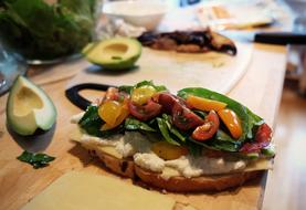 appetizer with tomatoes on homemade bread