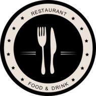 label round restaurant food sign drawing