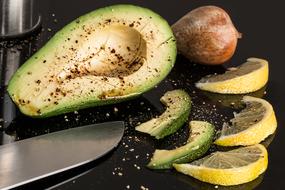 cut Avocado and Lemon near the knife