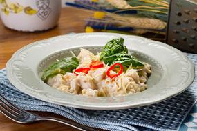 boiled chicken with herbs on a plate