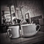 Monochrome picture of Coffee cups
