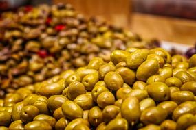 Green Olives on market stall