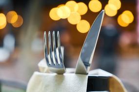 Fork and Knife in gold bokeh