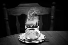 Cup Steam Forest drawing