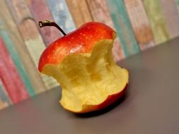 apple core on the table