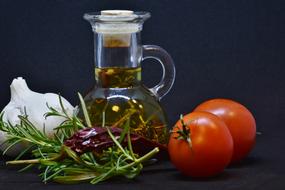 Olive Oil and raw Vegetables