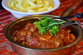 hot osso buco in a pan