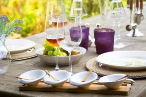 laid garden table for lunch