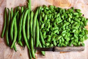 bean pods and chopped green beans