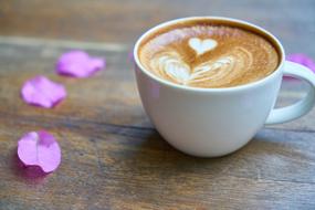 heart on coffee foam