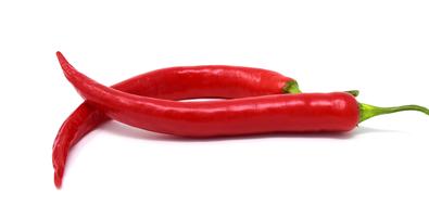 two Red hot peppers