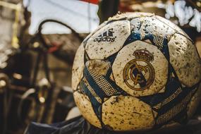 soccer ball with real madrid team logo, food