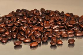 Coffee Beans on glossy surface