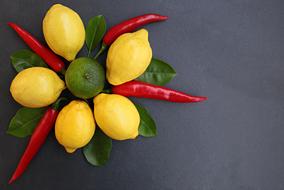yellow Lemon and red Chili