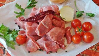 Goulash, raw Pork and vegetables