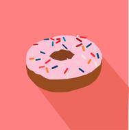 painted donut on a pink background