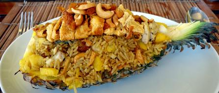 rice in pineapple as an Asian dish