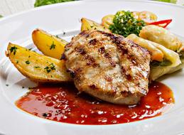 Chicken Steak with red souse