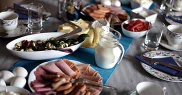 served table for a bright breakfast