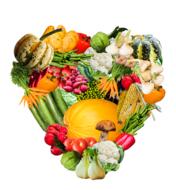 drawn heart of fresh vegetables