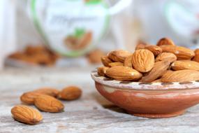 Almond Seeds in bowl on table