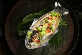 thai spicy fish on a platter