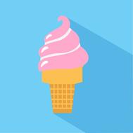 Clipart of the pink ice cream at blue background