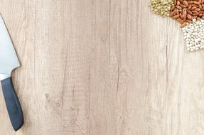 grain and knife on the kitchen table
