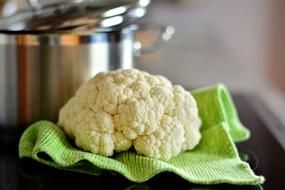 cauliflower and cooking pot