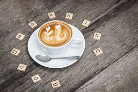 Coffee Hot Drink and letters